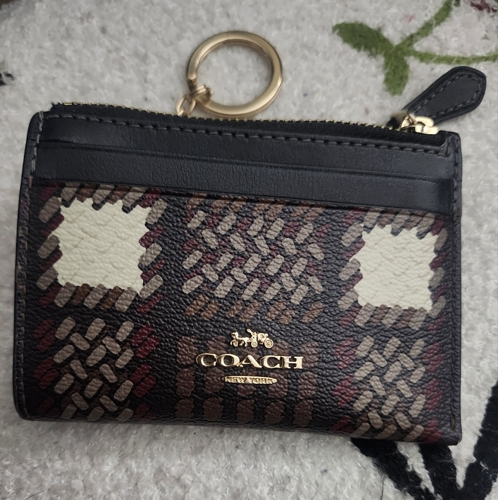 Coach Plaid Card Holder